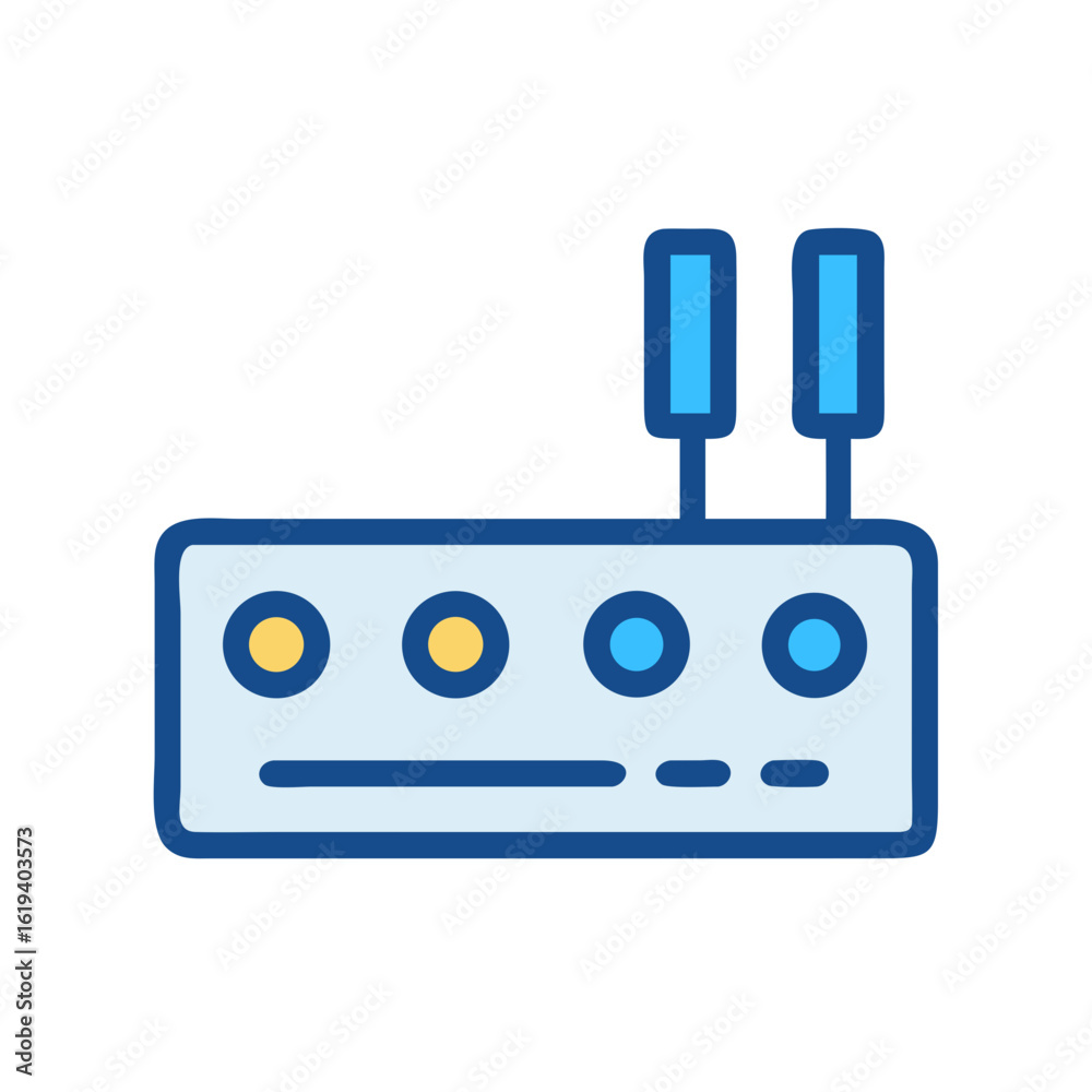 Fototapeta premium Modern flat design router icon isolated on black background