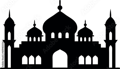 mosque silhouette vector, islamic mosque black vector, mosque symbol
