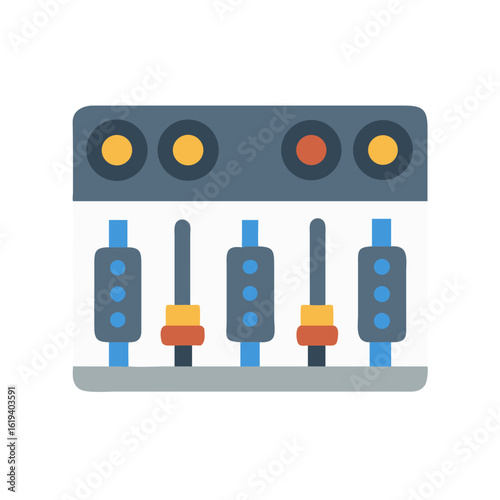 Vector flat icon of sound mixing console on black