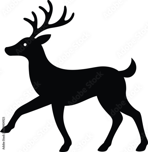 Reindeer Running Motion Vector Silhouette