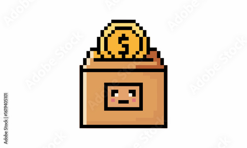 Donate money cartoon pixel illustration