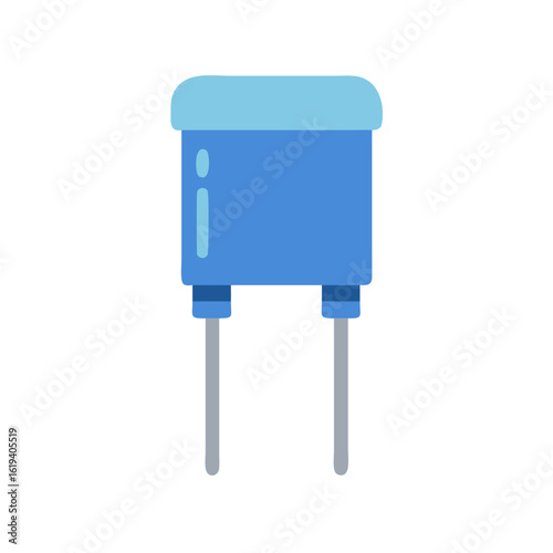 Simple blue capacitor illustration isolated on black background