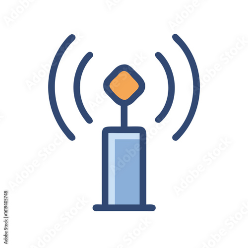 Radio waves communication icon transmitting wireless signal flat design