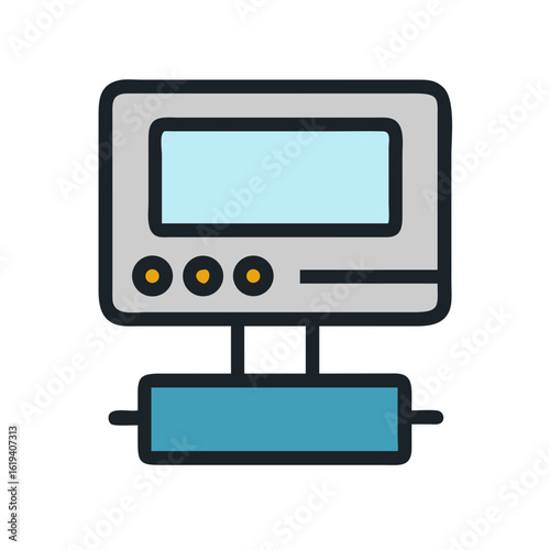 Retro computer monitor icon in modern flat design style