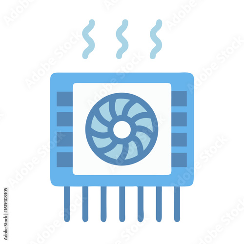 Cartoon CPU cooler illustration representing computer component cooling system