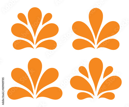 Orange petal shapes abstract design elements graphic