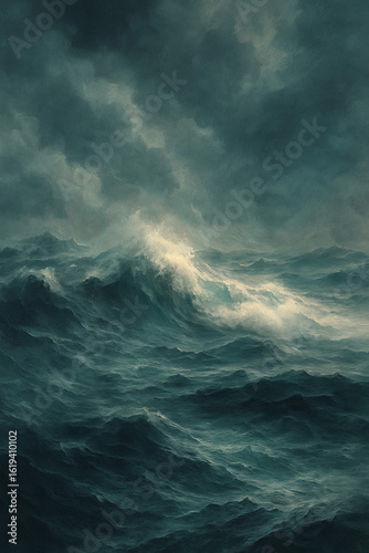 Stormy Sea with Crashing Wave
