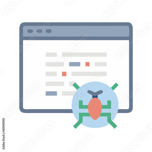 Website security vulnerability illustration showing software bug detection
