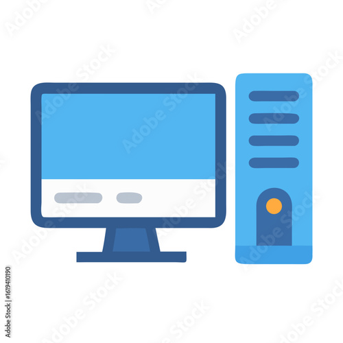 Stylized computer with monitor and tower on black background