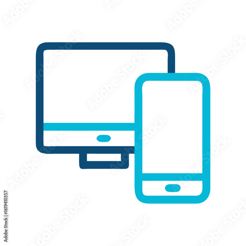Responsive design outline of desktop computer and mobile phone