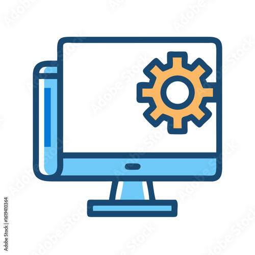 Computer settings icon with gear symbol on screen
