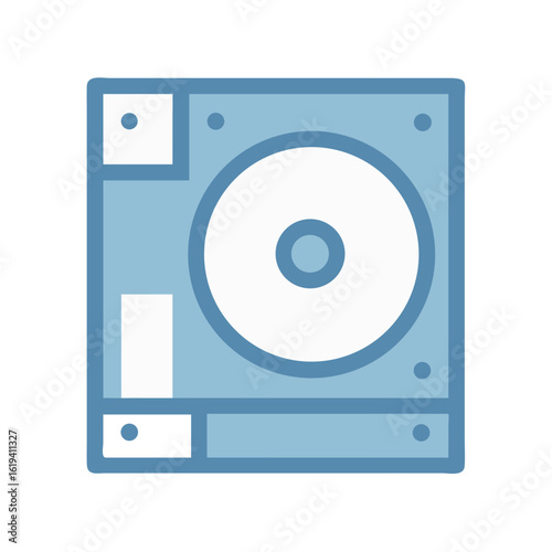 Stylized hard disk drive icon in flat design style