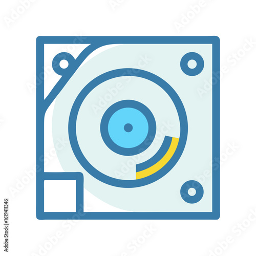 Hard drive disc in blue and pale cyan colors