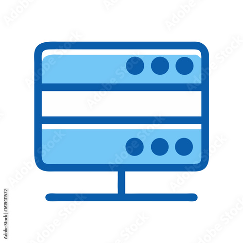 Stylized blue server icon with black background illustration