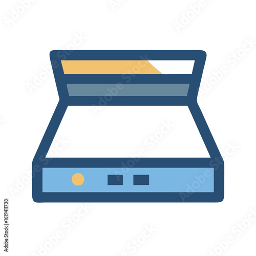 Scanner machine with open lid vector graphics illustration