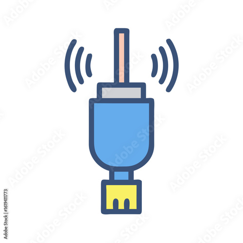 Illustration of wireless network adapter with signal transmission concept