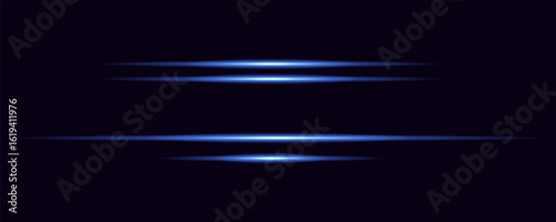 Laser lines of light. Horizontal neon light.