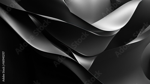 Wallpaper Mural Abstract dark gray and black flowing lines, smooth folds and curves. Torontodigital.ca