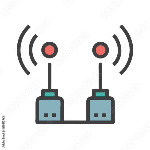 Wireless communication illustration for networks, devices, and information exchange