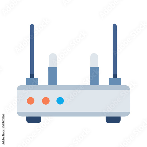 Stylized WiFi router with antennas on a black background