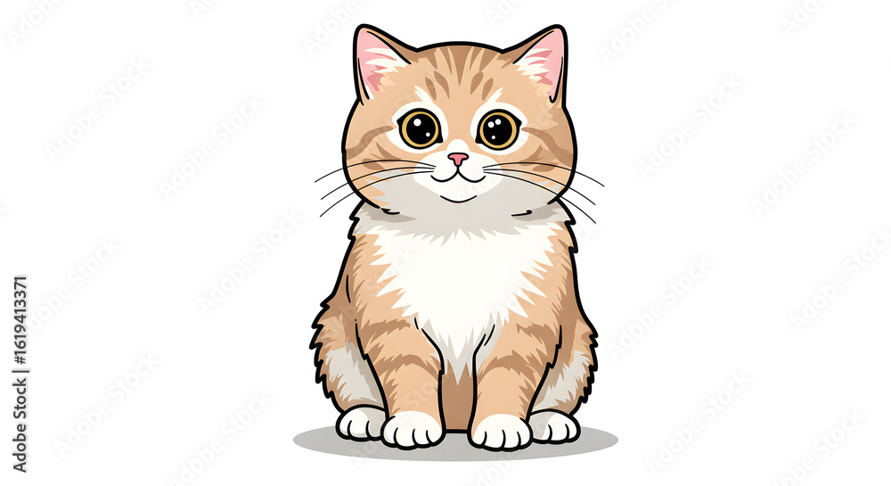 Fototapeta premium A cute, cartoon cat with orange and white fur, wearing a pink bow tie.