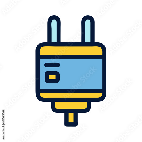 Modern power adapter icon on black background in flat style