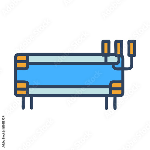 Colorful bunk bed on black background in flat style