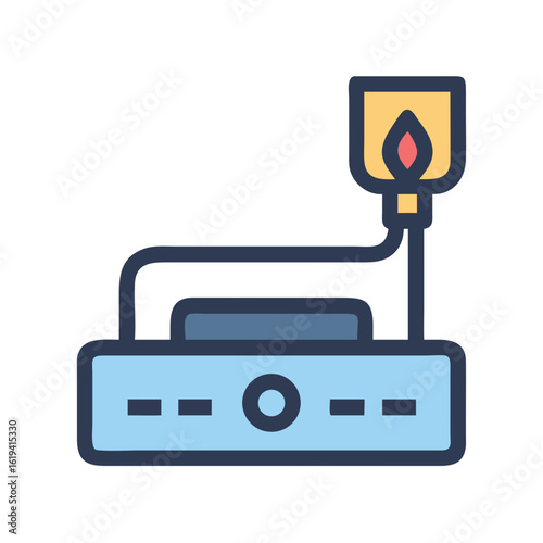 Gas burner icon flat graphic vector on black background