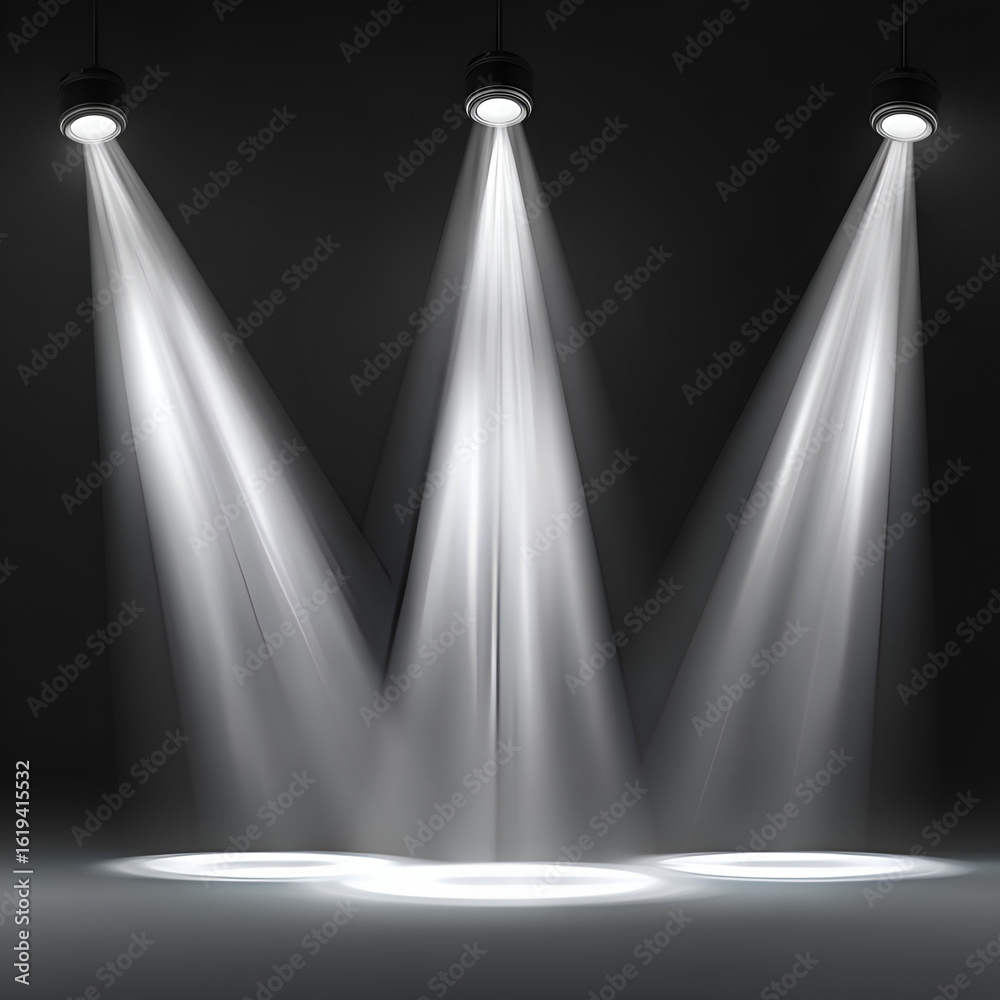 custom made wallpaper toronto digitalThree Spotlights Shining Downwards in a Dark Room Stage Lighting Effect.