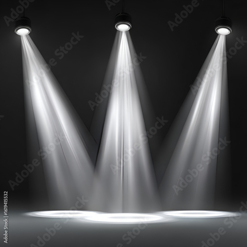 Wallpaper Mural Three Spotlights Shining Downwards in a Dark Room Stage Lighting Effect. Torontodigital.ca