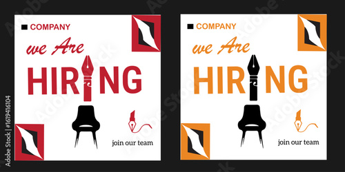 We are hiring recruitment open job vacancy design vector social media post banner template or web banner layout.We are hiring join our team recruitment open position job vacancy employment opportunit
