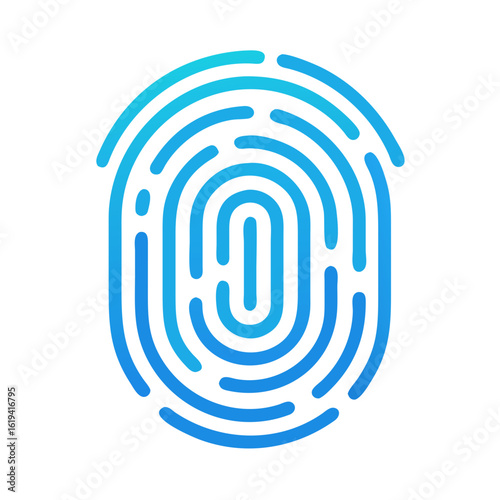 Gradient Blue Fingerprint Scan Biometric Identification Security on Black