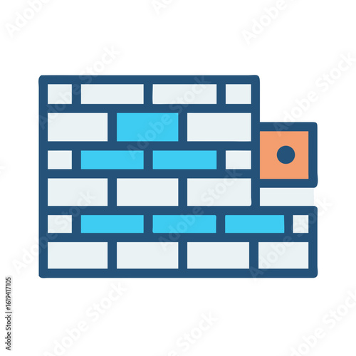 Blue and white brick wall graphic icon illustration