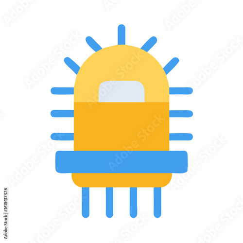 Abstract virus cell representation in yellow and blue design