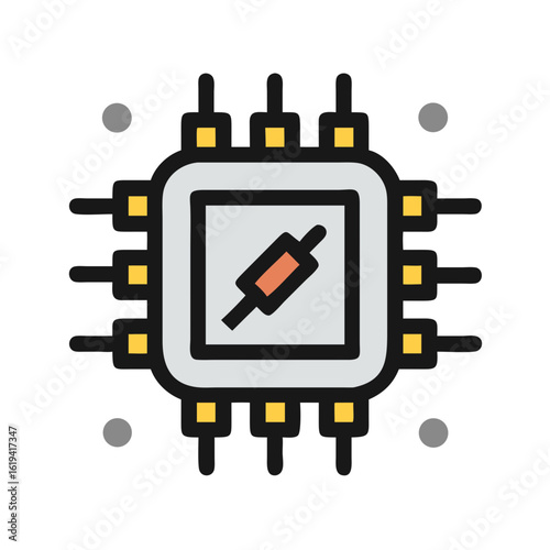 Isolated computer chip icon in minimalist flat vector style