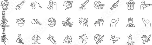 Martial Arts and Self-Defense Icon Set – Karate, Taekwondo, Judo, Boxing, Kickboxing, Fighters, Combat Moves, Martial Training, Weapon Skills

