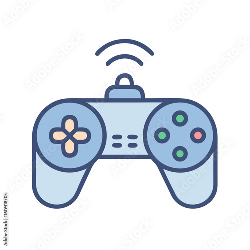 Stylized vector gamepad icon on black backdrop for gaming