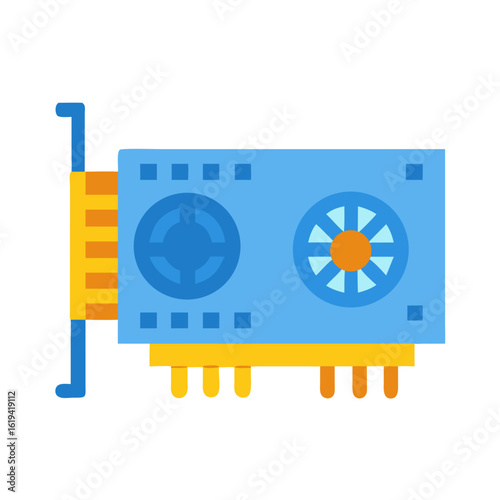 Isolated cartoon graphics card flat design for computer illustration