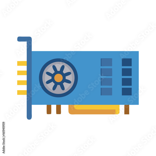 Blue graphics card illustration on black background stock image