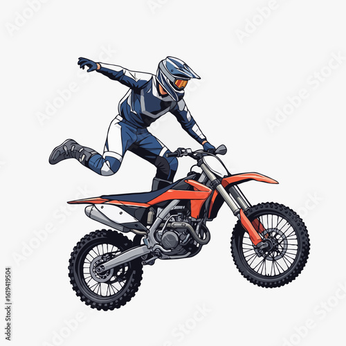 vector illustration.motocross rider jumping