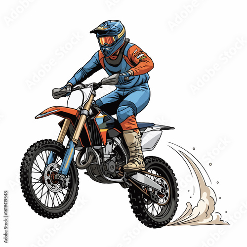 vector illustration. motocross rider on a motorcycle