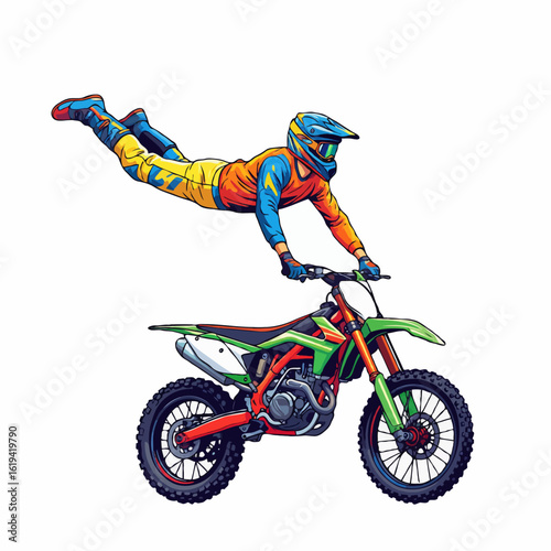 vector illustration. motocross rider jumping
