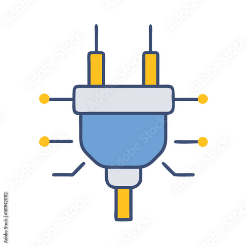 Stylized electric plug symbol isolated against black background
