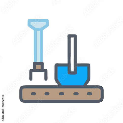 Garden tools icons representing soil cultivation and planting activities