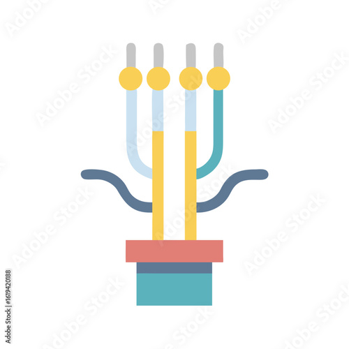 Abstract illustration of cables and wiring connection with black backdrop
