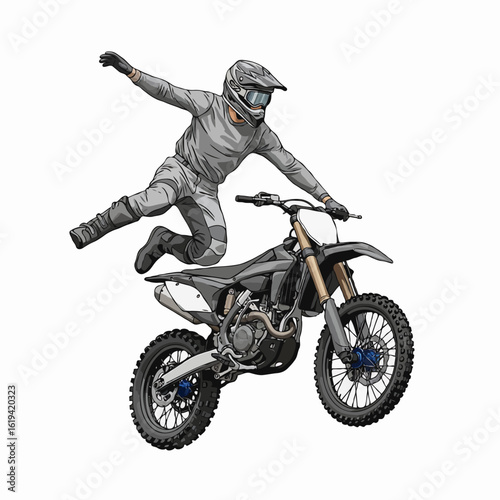 vector illustration. motocross rider jumping