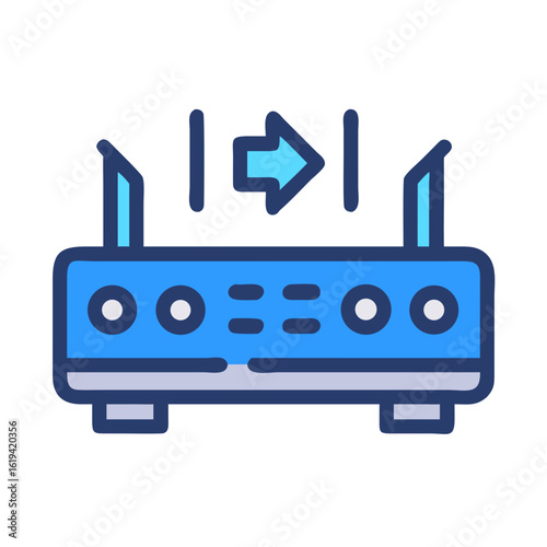 Modern router illustration showcasing wireless connectivity and data transfer
