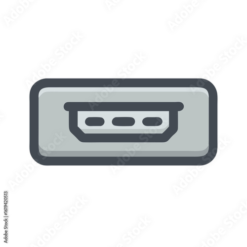 HDMI port in gray with rounded corners on black background