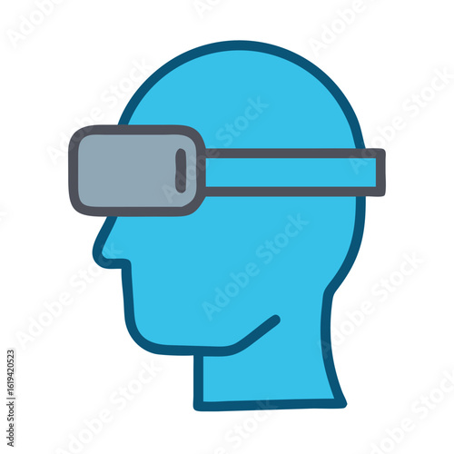 Stylized vector of human head wearing virtual reality headset