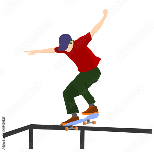 Action sports illustration of a person jumping on a skateboard

